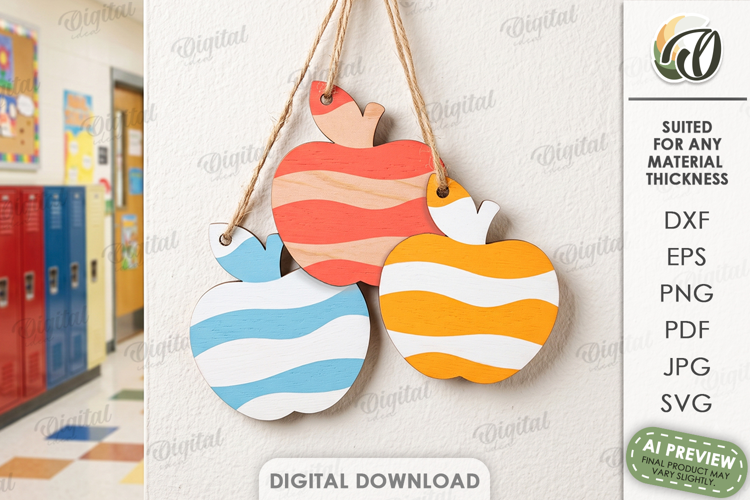 School Ornaments Laser Cut. Classroom Wall Hanger SVG