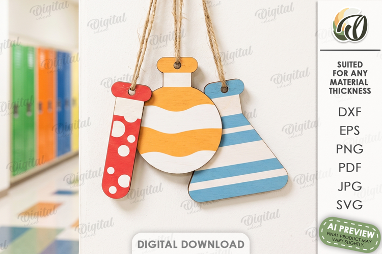 School Ornaments Laser Cut. Classroom Wall Hanger SVG