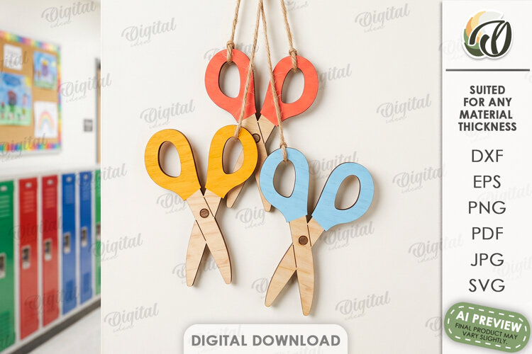 School Ornaments Laser Cut. Classroom Wall Hanger SVG example image 1