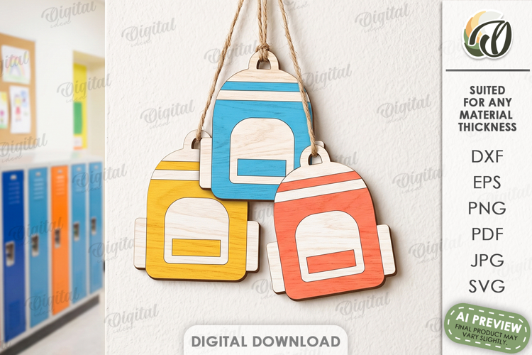 School Ornaments Laser Cut. Classroom Wall Hanger SVG