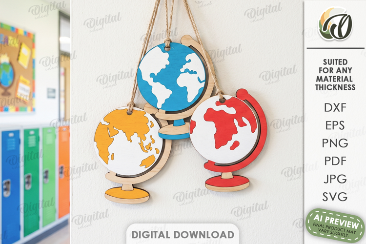 School Ornaments Laser Cut. Classroom Wall Hanger SVG
