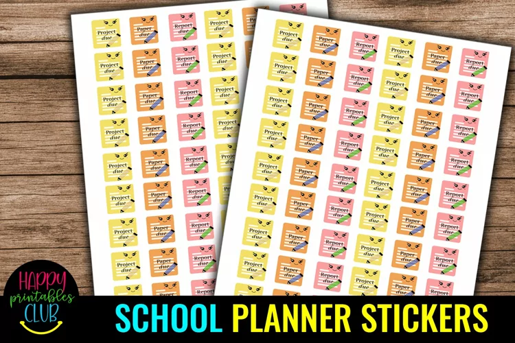 School Planner Stickers I Project Due-Paper Due- Report Due
