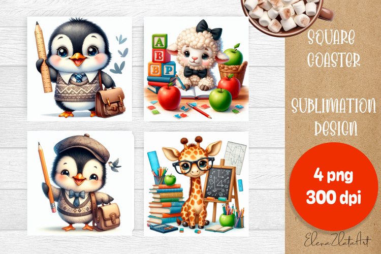 Back To School Design square coaster, sarcastik School