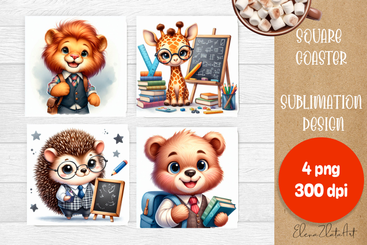Back To School Design square coaster, sarcastik School