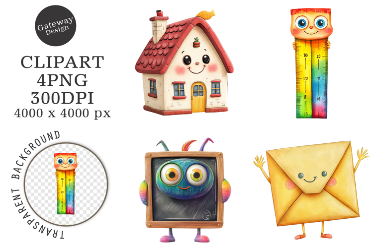 School Supplies Cartoon Clipart