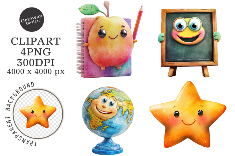 School Supplies Cartoon Clipart