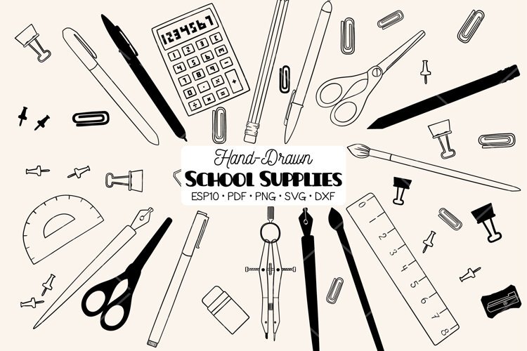 School Supplies | Hand Drawn Stationary, Office Doodles example image 1