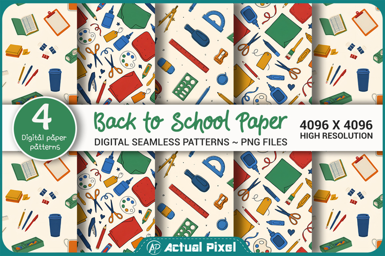 Back to School School Supplies Seamless Pattern