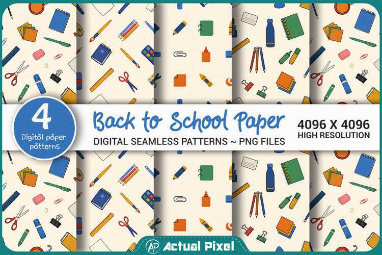 Back to School School Supplies Seamless Pattern