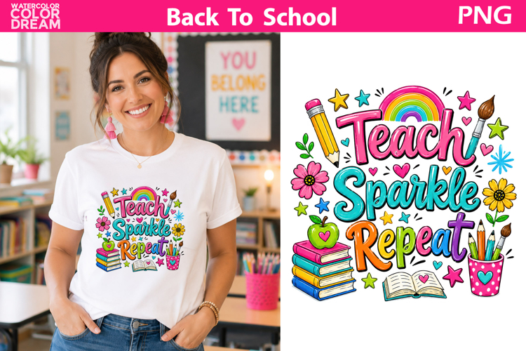 Teach Sparkle Repeat Teacher Quote | School Sublimation