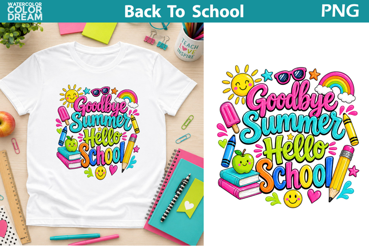 Goodbye Summer Hello School Sublimation