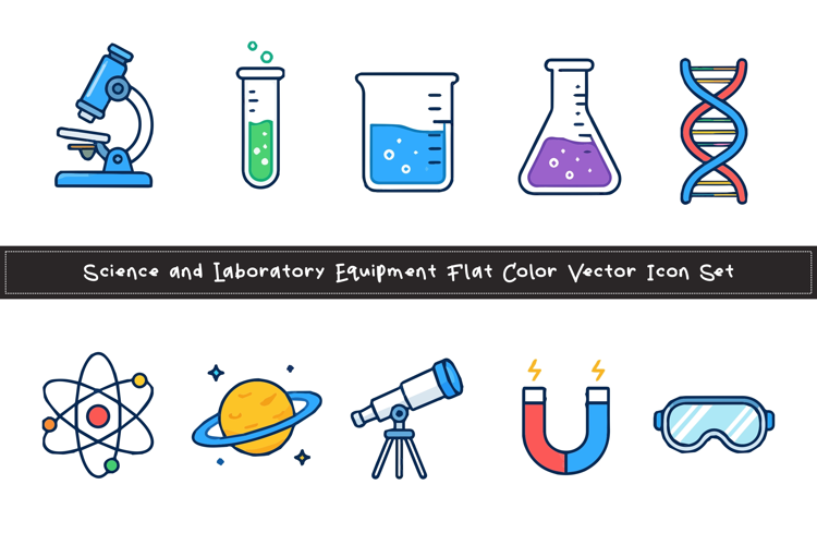 Science Laboratory Flat Icon Collection SVG EPS JPG