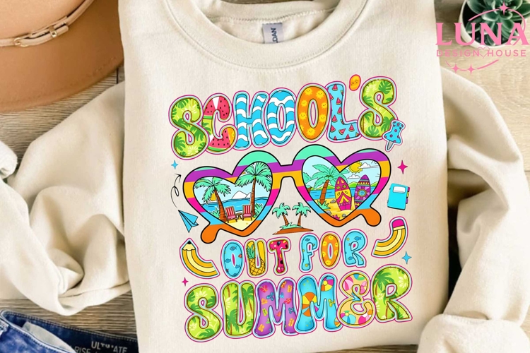 Schools Out For Summer PNG, Beach Sunglasses Sublimation De