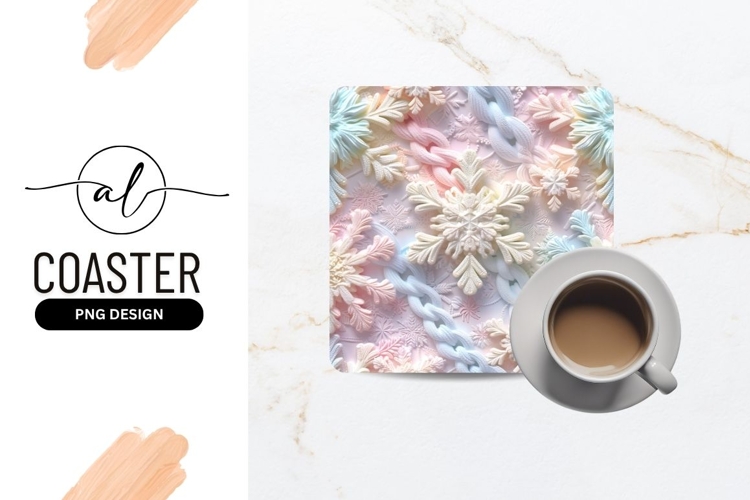 Pastel Snowflake and Chain Pattern on White Background