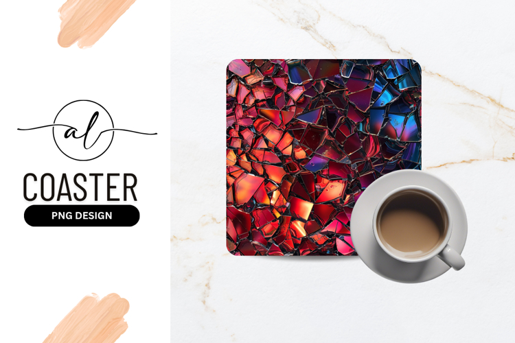 Abstract Fractured Glass Art Square Coaster Design