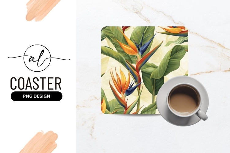 Tropical bird of paradise square coaster png design