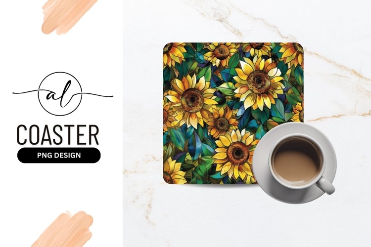Vibrant sunflower square coaster png design