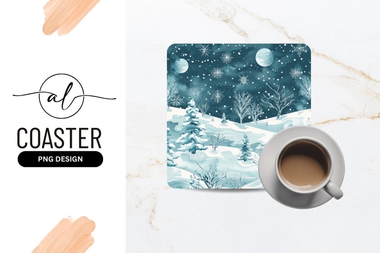 Winter wonderland square coaster png design