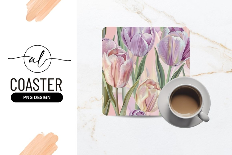 Delicate tulip square coaster png design