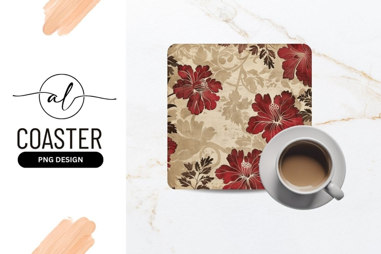 Elegant floral square coaster design