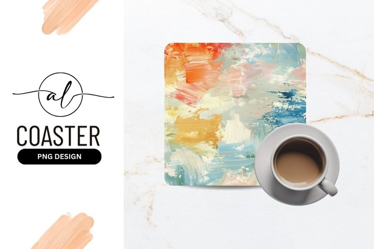 Abstract colorful square coaster design example image 1