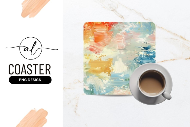Abstract colorful square coaster design