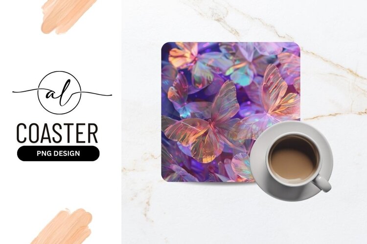 Iridescent butterfly coaster design example image 1