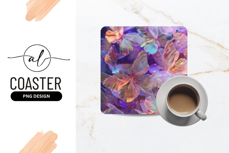 Iridescent butterfly coaster design