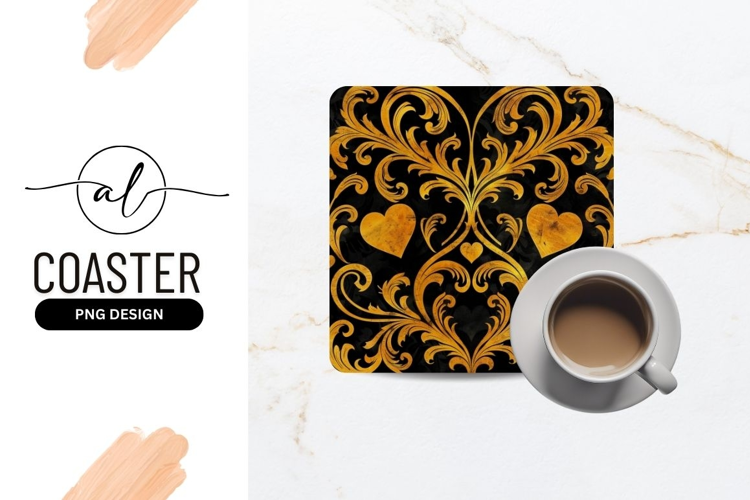 Elegant gold heart coaster design