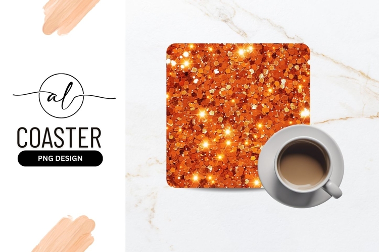 Golden sparkle square coaster png design