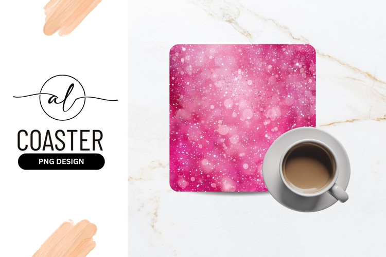 Pink bokeh square coaster png design