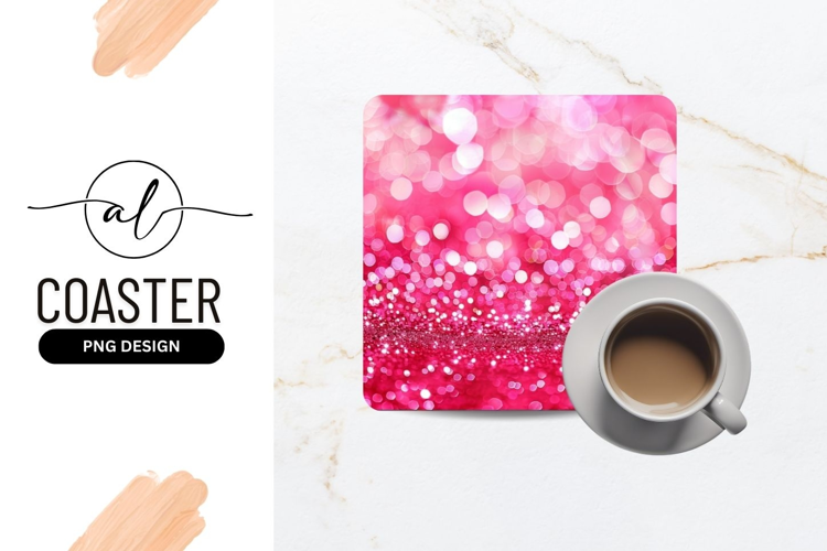 Pink bokeh square coaster png design