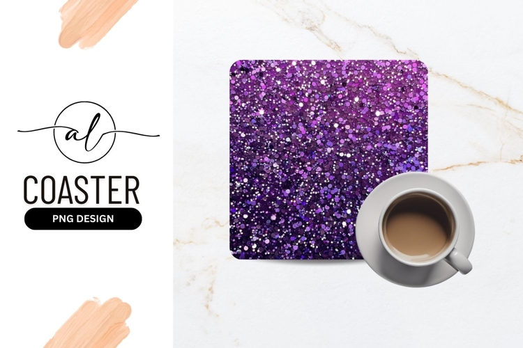 Purple confetti square coaster png design