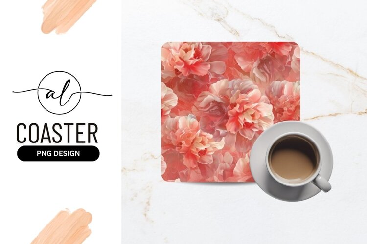 Floral square coaster png design example image 1