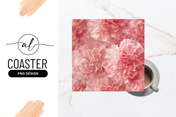 Pink carnations square coaster png design