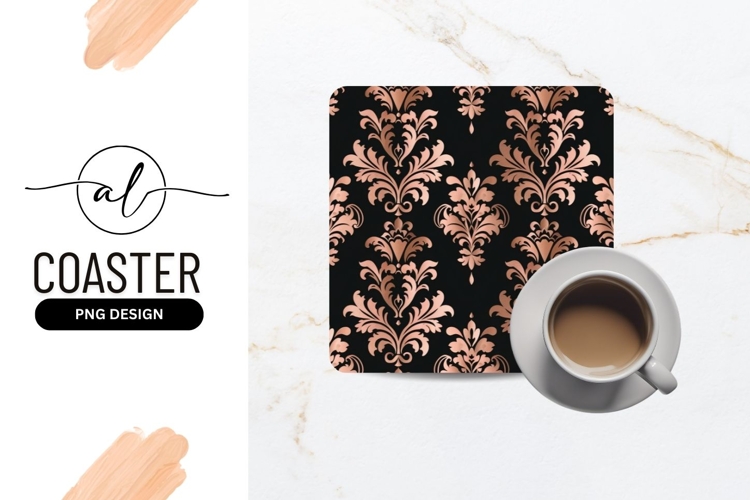 Elegant damask pattern square coaster png design