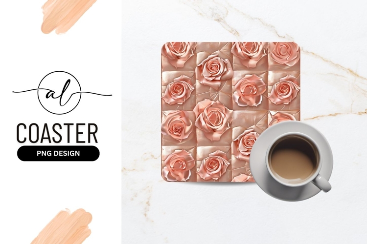 Square coaster with rose design