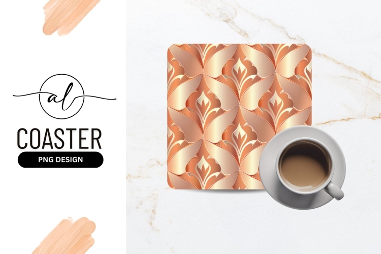 Elegant floral pattern square coaster png design