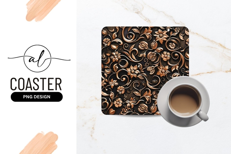 Elegant floral square coaster png design
