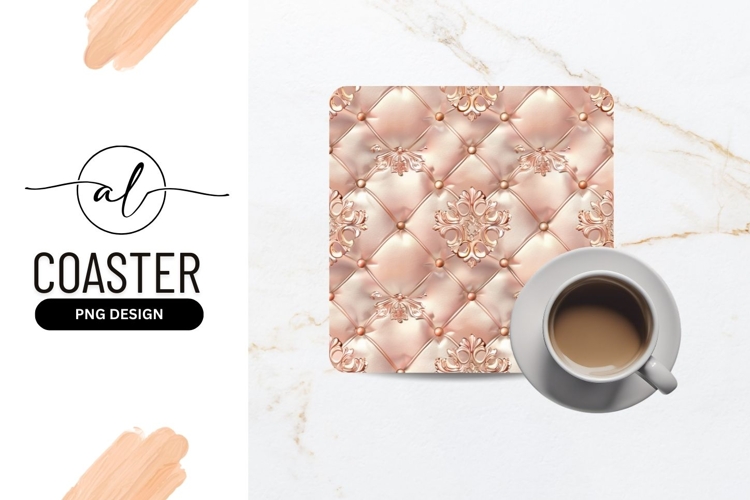Elegant rose gold diamond pattern coaster png design