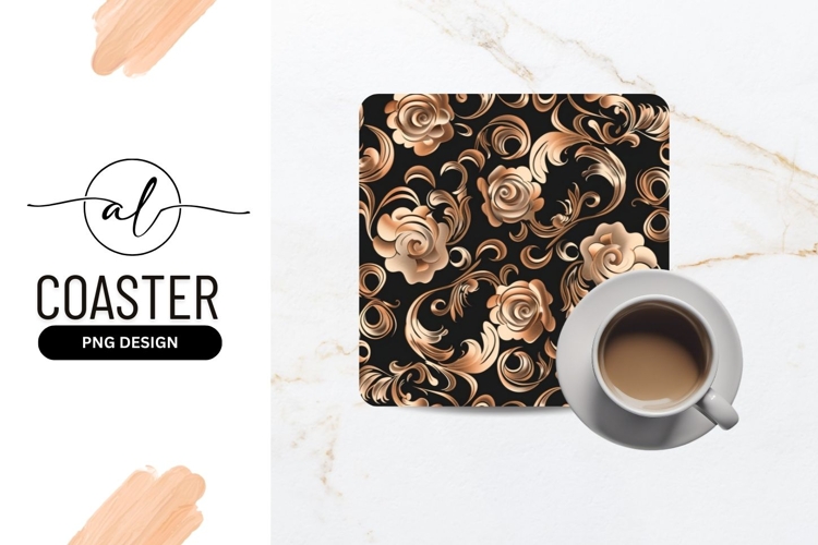Elegant rose pattern square coaster png design