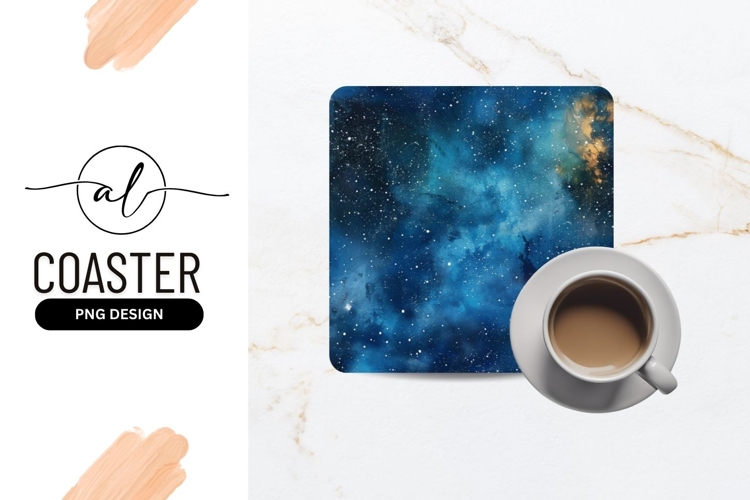 Cosmic nebula square coaster png design