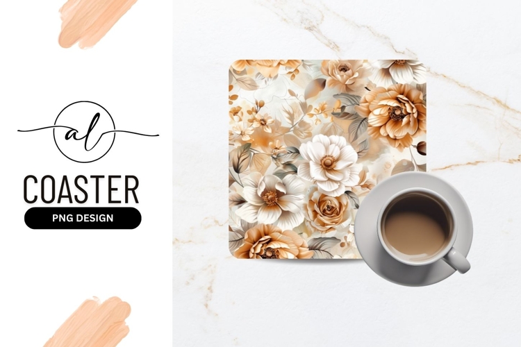 Elegant floral square coaster png design