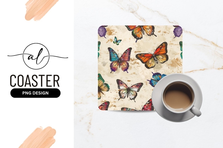 Colorful butterfly square coaster png design