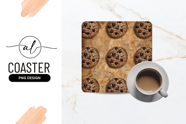 Delicious chocolate chip cookie coaster design