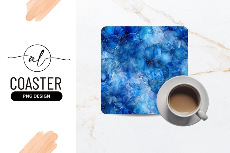 Blue floral square coaster png design