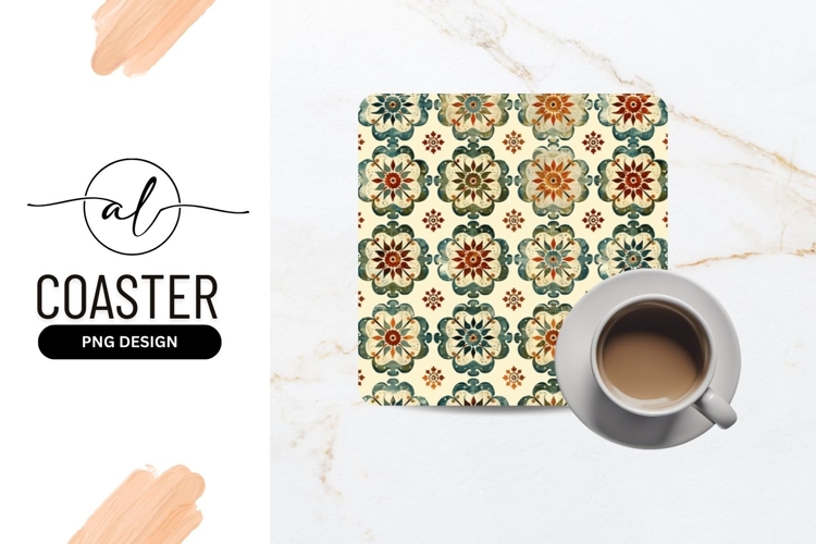 Vintage floral square coaster png design