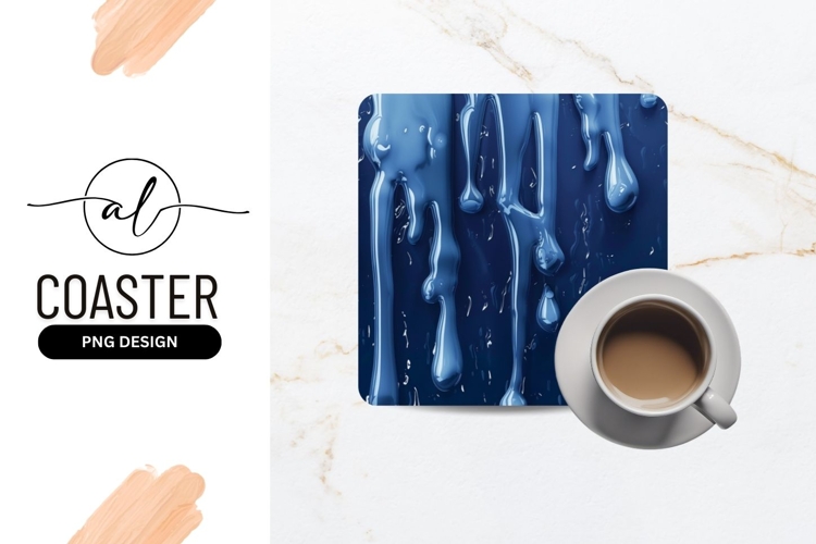 Blue dripping water square coaster png design