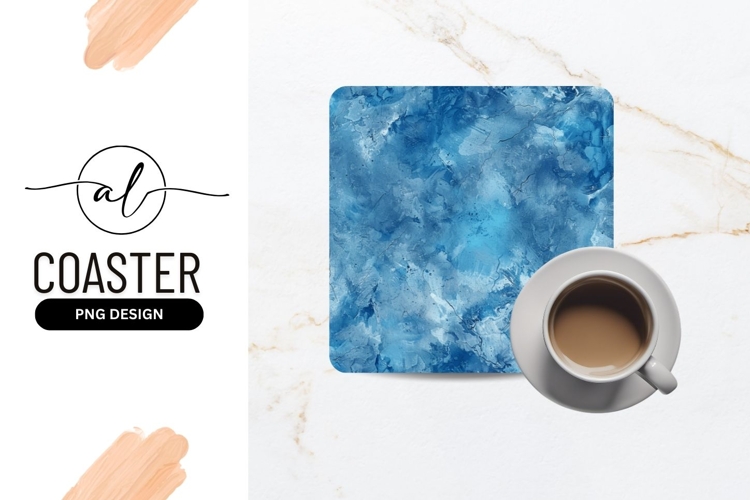 Blue marble square coaster png design