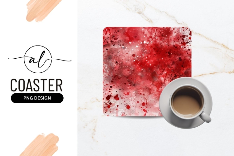 Red splash square coaster png design